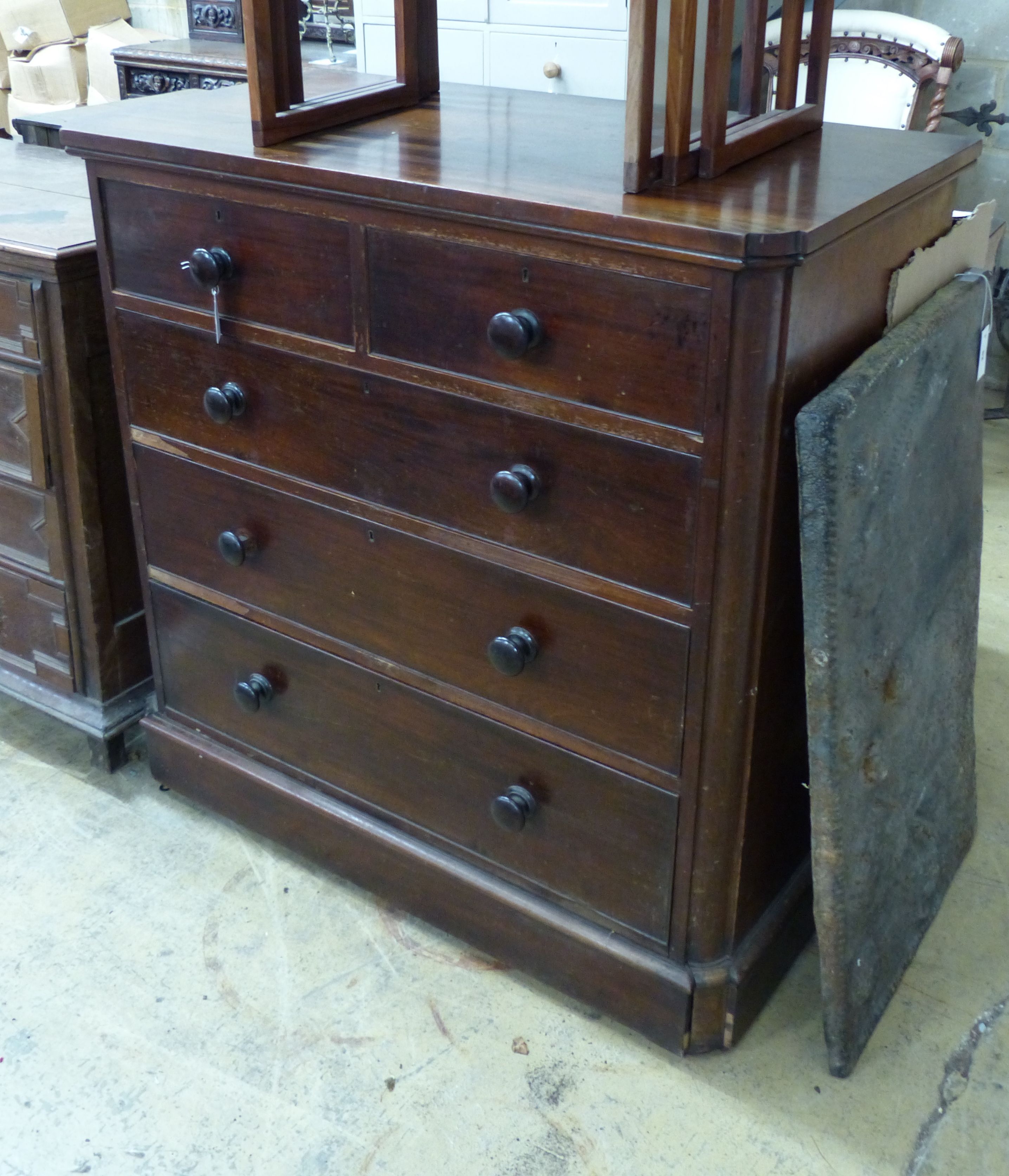 A Victorian mahogany chest of five drawers, width 110cm